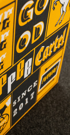 close up of coffee cartel printed box
