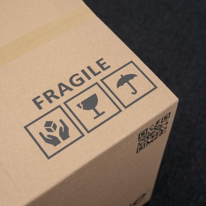 Fragile and QR code Print